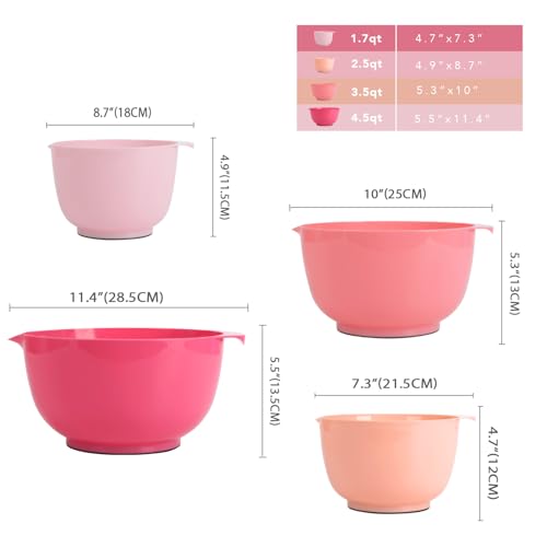 Mixing Bowls Set of 4 (Pink Gradient)