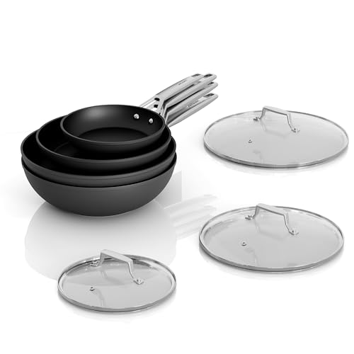 7 Piece Nonstick Frying Pan Set with Lid (7pcs)