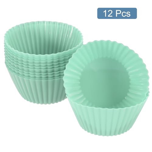12Pcs Silicone Cupcake Liners (Nordic Green / 2.8")