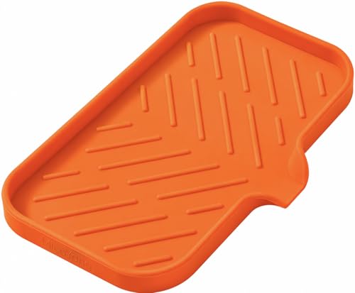 Silicone Soap Dish with Drain Spout (Orange / M(9.6"×5.3"))
