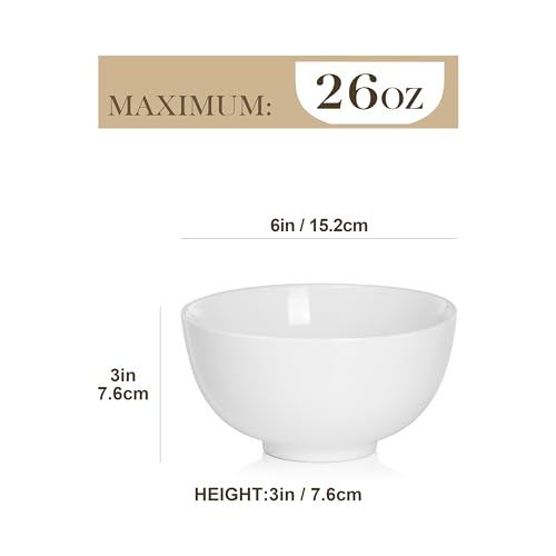 26 Oz Ceramic Soup Bowls Set of 6 (Soft White / 26OZ (6PCS ))