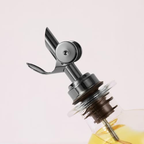 Oil and Vinegar Dispenser with Metal Pour Spout (500ml, Set of 2 Bottles / Black)