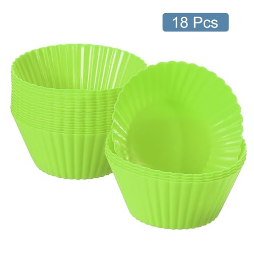 18Pcs Silicone Cupcake Liners (Green / 2")