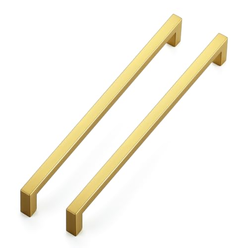 Gold Cabinet Handles Solid Cabinet Pulls (Gold / Flat Black 7-1/2'' Hole Center)
