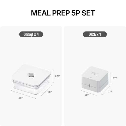 Premium Airtight Food Storage Container. Meal Prep 0.85qt 5pc (Meal Prep 5p/set)