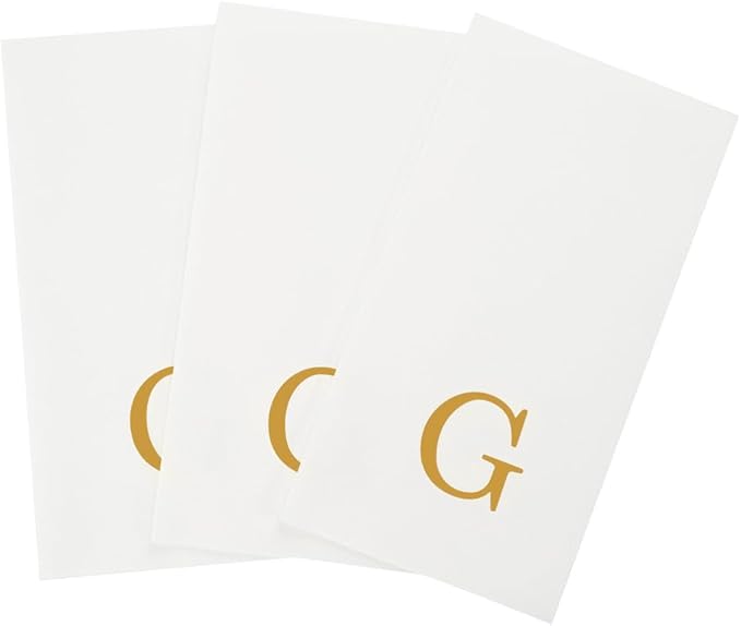 Luxenap 15.8 X 7.9 Inch Linen-Feel Guest Towels, 2000 Lettered Hand Towels - Gold Letter 'G', Sans Serif Font, White Paper Dinner Napkins, airlaid, For Restrooms And Tables - Restaurantware