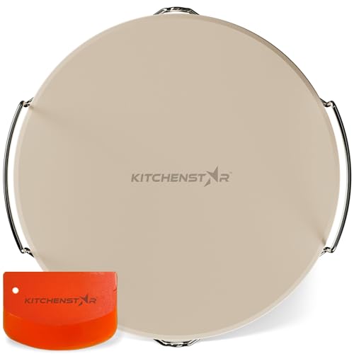 12 inch Pizza Stone for Oven and BBQ Grill with Handles