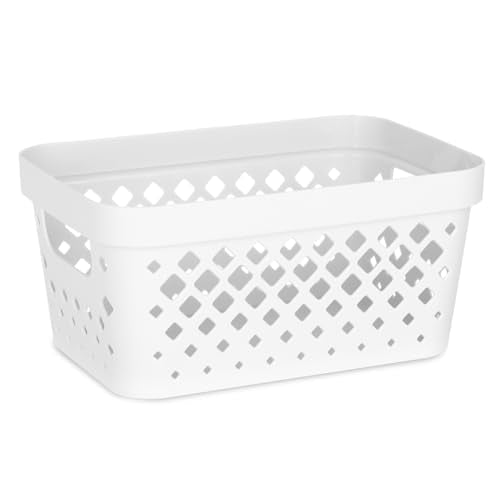 Plastic Baskets for Organizing (White / 1 Gallon)