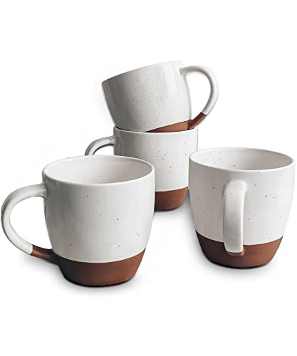 Ceramic Large Latte Mug Set of 4 (Vanilla White)