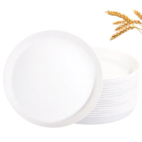 EI 18pcs White Wheat Straw Dinner Plates (White Wheat Straw Plates)