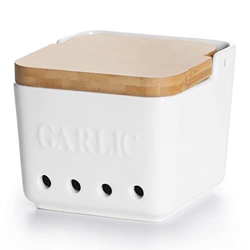 Garlic Keeper with Lid (White)