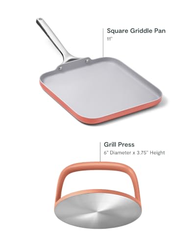 11" Non Stick Square Griddle Pan and 6" Grill Press Duo (Perracotta)