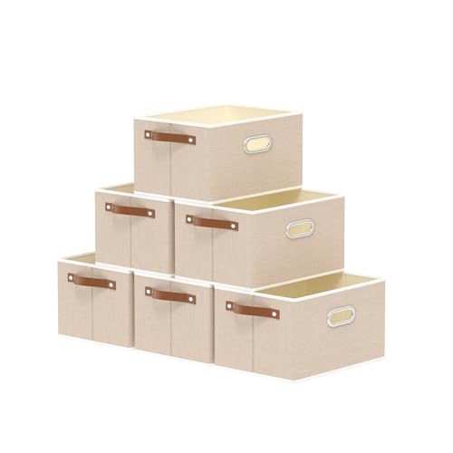 Fabric Storage Baskets (12.99x9.05x7.87in/6-Pack / Beige)