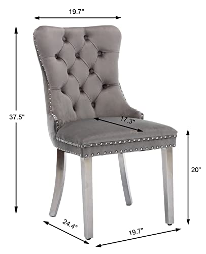 Grey Velvet Dining Chairs Set of 4 (Natural Gray)