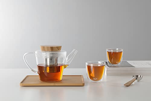Viva Infusion Borosilicate Glass Tea Pot for Stovetop with Loose Leaf Tea Infuser Mesh (Single Wall Teapot)