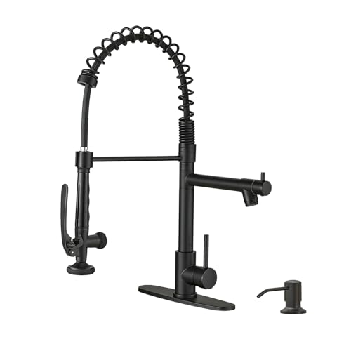 Commercial Pull Down Kitchen Sink Faucet with Sprayer Matte Black (Black)