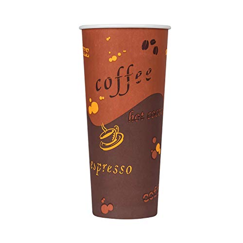 24 oz Paper Hot Coffee Cups [500 ct] Disposable (24 OZ / Café Theme)