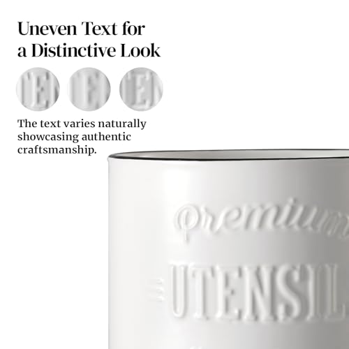360° Rotating Extra Large Cooking Utensil Holder (White Text / 7.6 Inch)