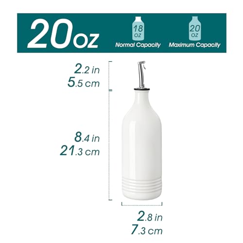 20 Oz Ceramic Olive Oil Dispenser Bottle (20 Ounces / White)
