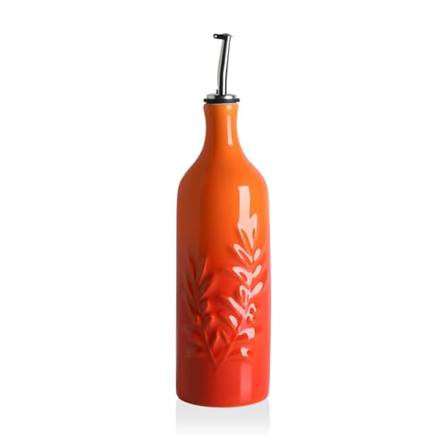 Sweejar Ceramic Olive Oil Dispenser Bottle (Gradient Orange / 24 oz, Set of 1)