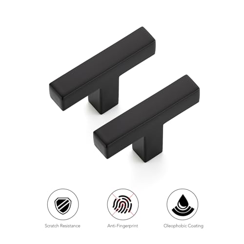 Matte Black Cabinet Handles Solid Cabinet Pulls Single Hole 30 Pack (Black / Single Hole)