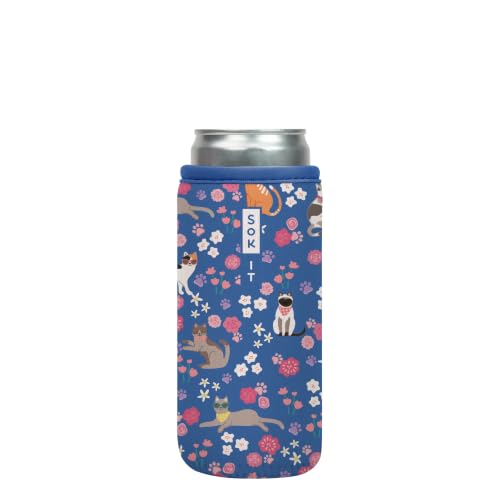 CanSok Sleeve for Beer & Soda Insulated Neoprene Cover (Purr-fection / 12oz Slim Can Sleeve)