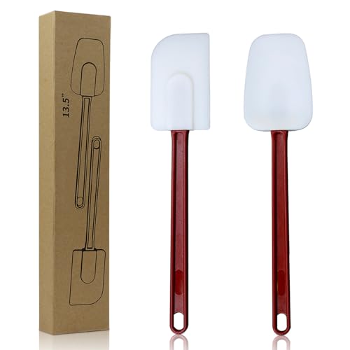 14 INCH Silicone Spatulas Heat Resistant Heavy Duty Rubber Spatulas Commercial Spatulas Set for Kitchen Use Silicone Cooking Utensils Sets of 2 (14 INCH)