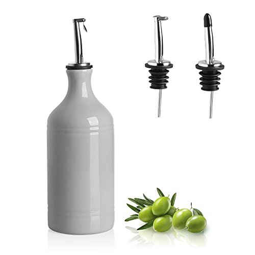 Sweejar Ceramic Olive Oil Dispenser Bottle (15.5 oz, Set of 1 / Gray)