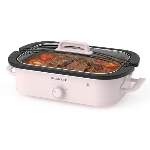 4 Quart Slow Cooker with Casserole Manual Warm Setting (4 Quarts / Manual Pink)