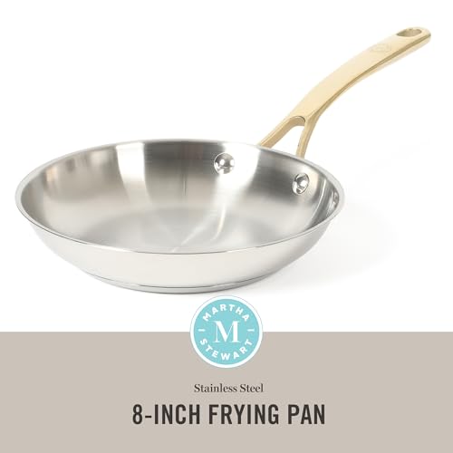 Castelle 8 Inch Stainless Steel Frying Pan with Gold (Stainless Steel W/ Gold Handle / 8" Frying Pan)