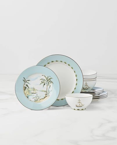 British Colonial Tradewind Porcelain 12 (12-Piece Dinnerware Set)