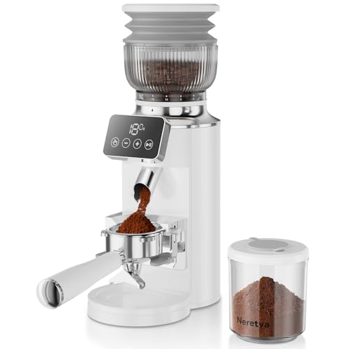 Stainless Steel Espresso Grinder with Portafilter Holder (White)