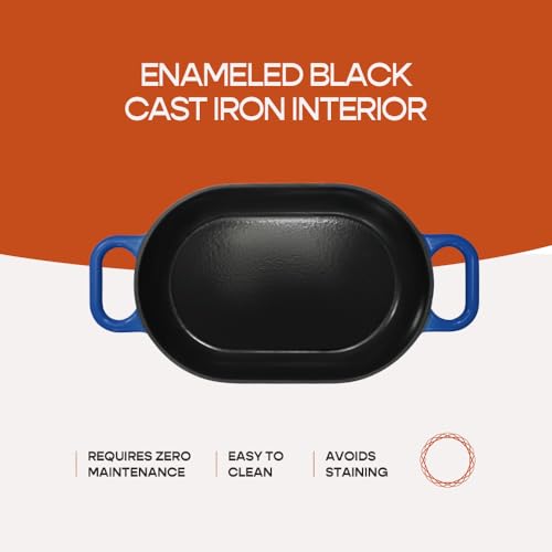 Enameled Cast Iron Dutch Oven for Professional Sourdough Bread Baking (Blue)
