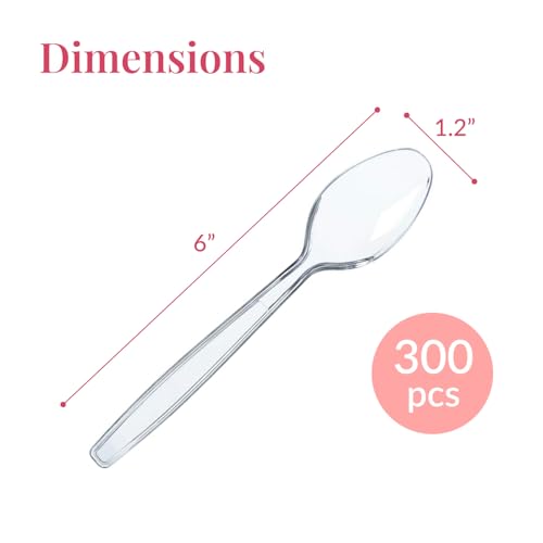 300 Plastic Spoons Bulk (300ct / Clear)