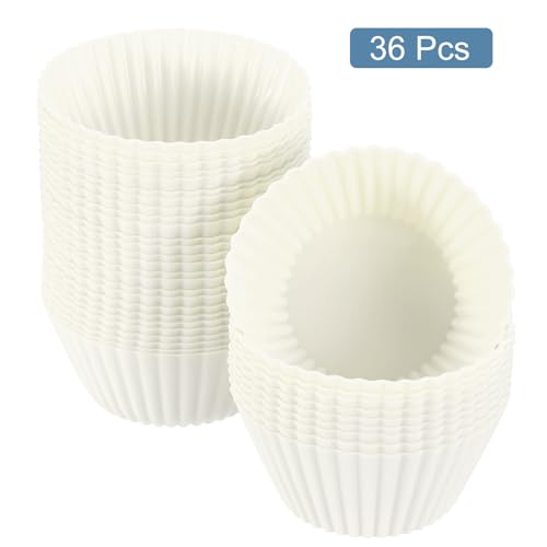 36Pcs Silicone Cupcake Liners (White / 2.8")