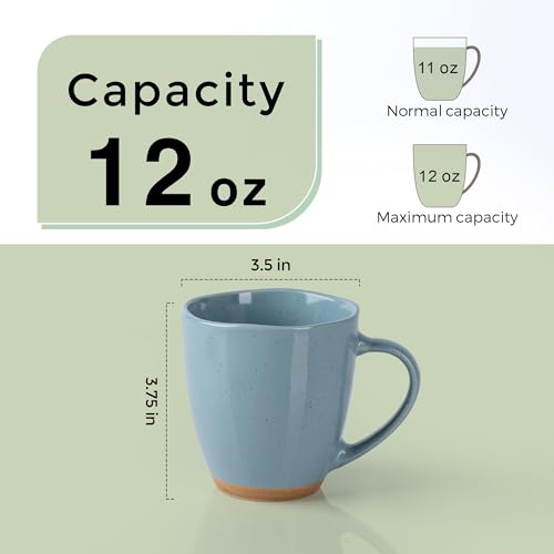12oz Ceramic Coffee Mugs set of 6 (Stone Blue / Set of 6)