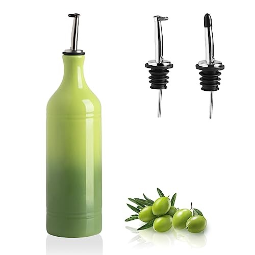 Sweejar Large Ceramic Olive Oil Dispenser Bottle (24 oz, Set of 1 / Gradient Green)