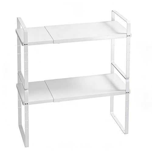 Expandable Cabinet Shelf Organizer (White Large)