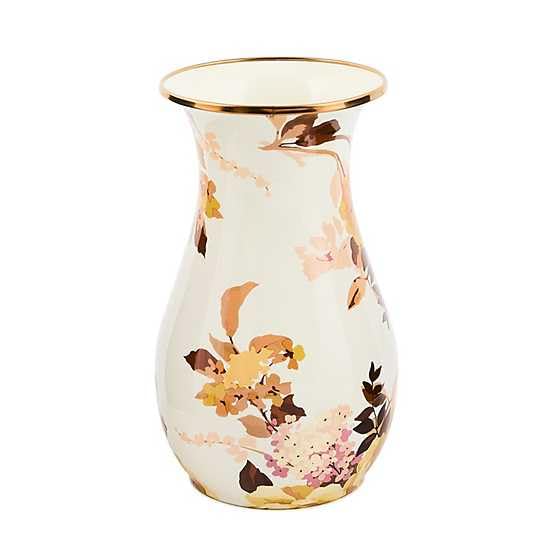 Enamel Tall Vase (White Wild Rose)