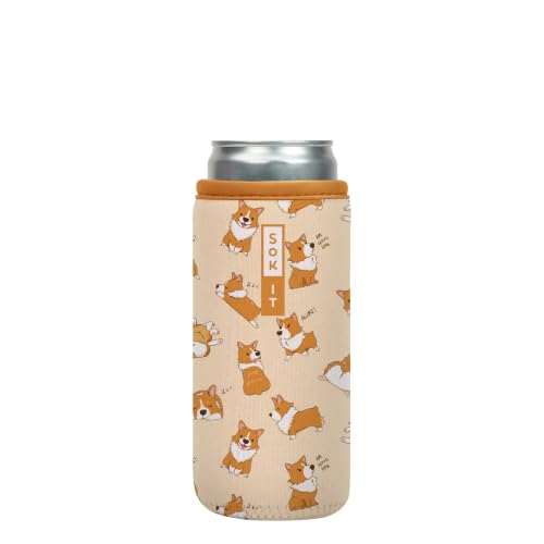 CanSok Sleeve for Beer & Soda Insulated Neoprene Cover (Too Corgi to Function / 12oz Slim Can Sleeve)
