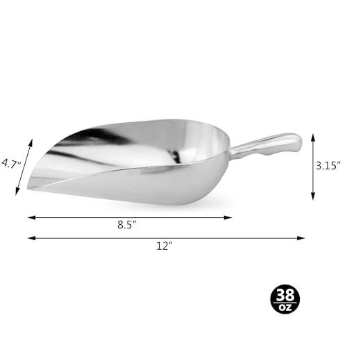 34561 One Piece Cast Aluminum Round Bottom Bar Ice Flour Utility Scoop (38-Ounce-1 / Silver)