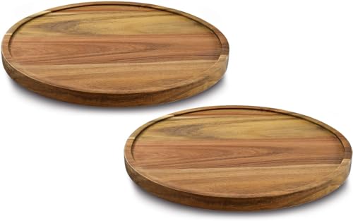 11" Acacia Wood Lazy Susan Organizer Kitchen Turntable for Cabinet Pantry Table Organization