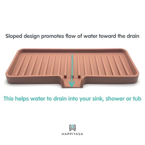 Silicone Soap Dish Tray and Sponge Holder with Drain Chute (Vanilla Cream / (MD) 9"x3.5")