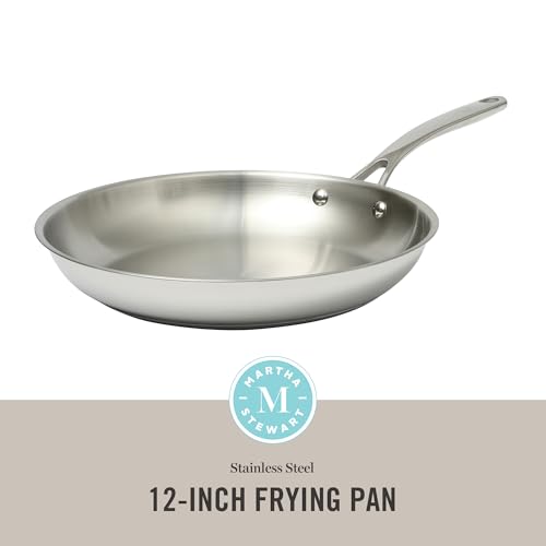 Castelle Large 12" Stainless Steel Frying Pan Non Toxic Fry Pan Skillet (Stainless Steel / 12" Frying Pan)