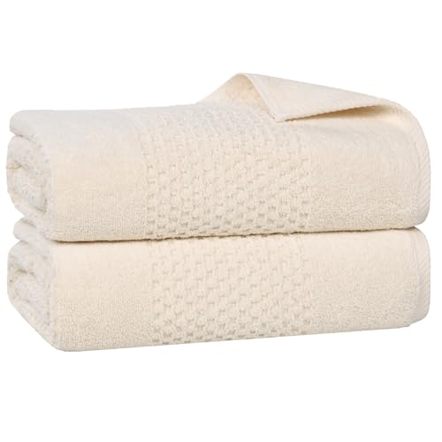 Playa Zero Twist Cotton Medium Weight Bath Sheets (2 Piece Bath Sheet / Ivory)