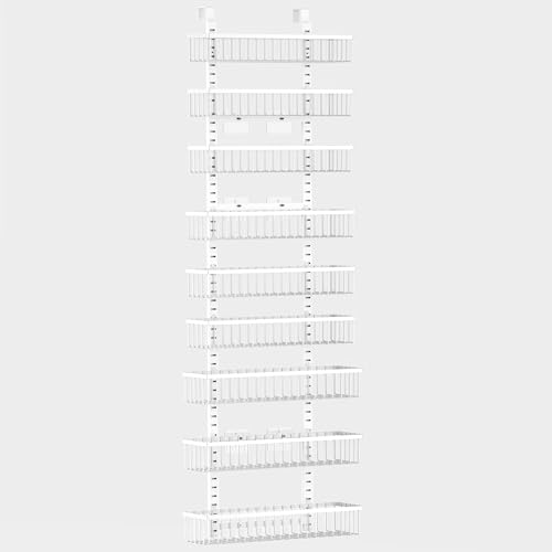 9 Tier White Over The Door Pantry Organizer (White / 9-Tier)