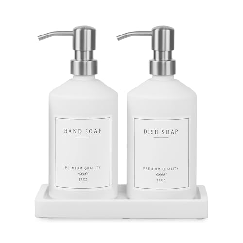 White Glass Soap Dispenser for Kitchen (White Bottle + Silver Pump)