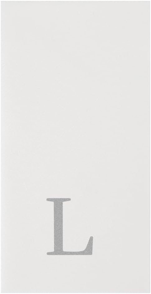 Luxenap 15.8 X 7.9 Inch Linen-Feel Guest Towels, 2000 Lettered Hand Towels - Silver Letter 'L', Sans Serif Font, White Paper Dinner Napkins, airlaid, For Restrooms And Tables - Restaurantware