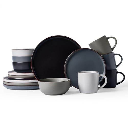 Mercury 16 Piece Dinnerware Set with Mugs (Multicolor / Service for 4 (Include Mugs))