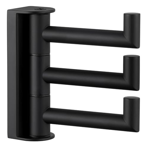 Swivel Towel Hook with 3 Arms (1 Pack / Matte Black)